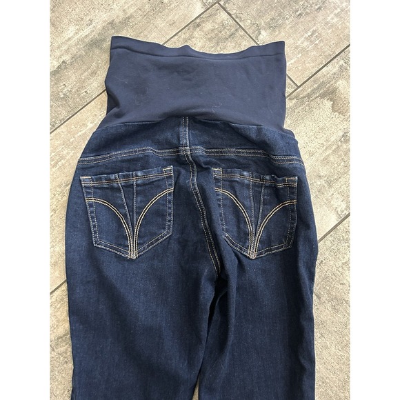 Indigo Blue Motherhood Maternity Jeans Size S Denim Dark Wash Belly Band Skinny - Picture 4 of 5